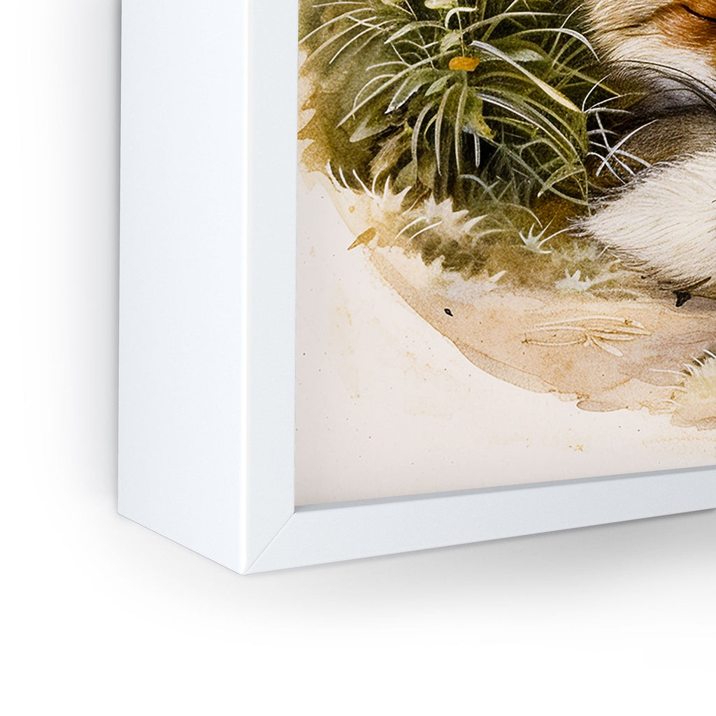 trajeado14 Fox Sleeping Vintage Illustration Framed Mini Art Print