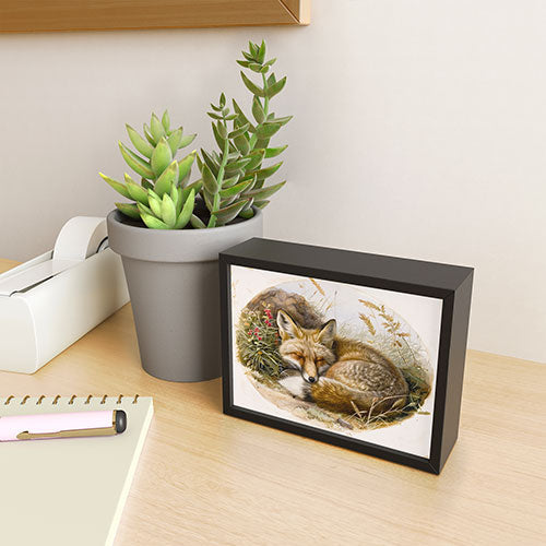 trajeado14 Fox Sleeping Vintage Illustration Framed Mini Art Print