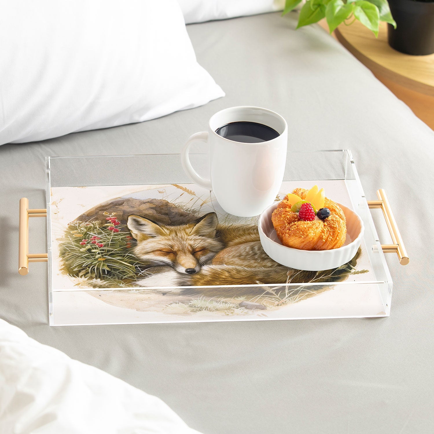 trajeado14 Fox Sleeping Vintage Illustration Acrylic Tray