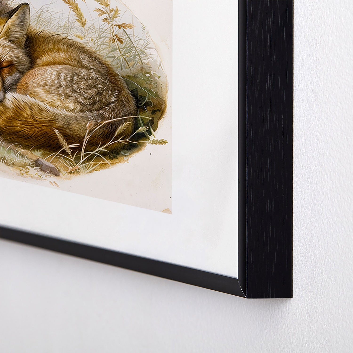 trajeado14 Fox Sleeping Vintage Illustration Metal Framed Art Print