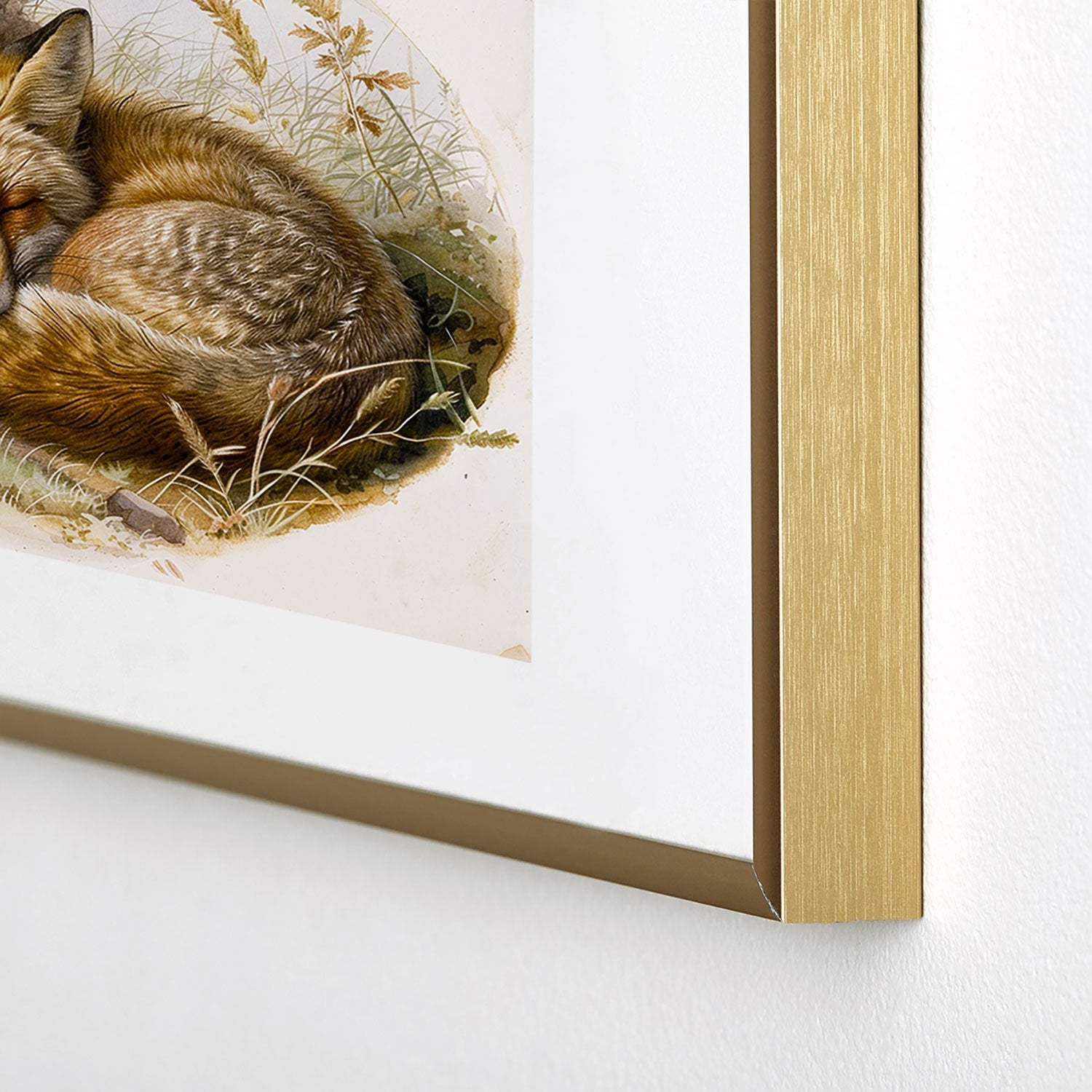trajeado14 Fox Sleeping Vintage Illustration Metal Framed Art Print