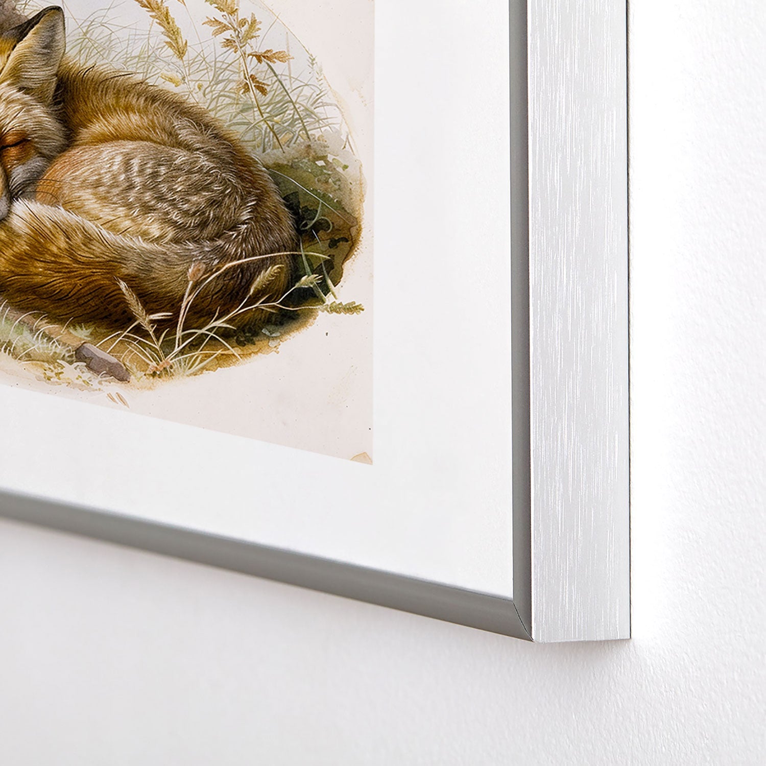 trajeado14 Fox Sleeping Vintage Illustration Metal Framed Art Print