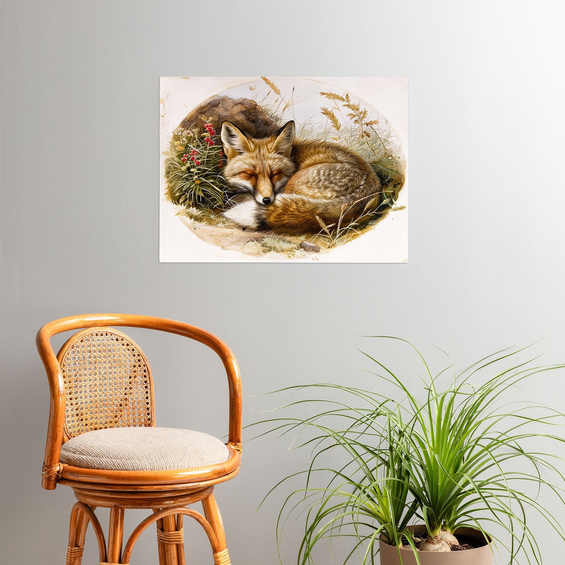trajeado14 Fox Sleeping Vintage Illustration Poster
