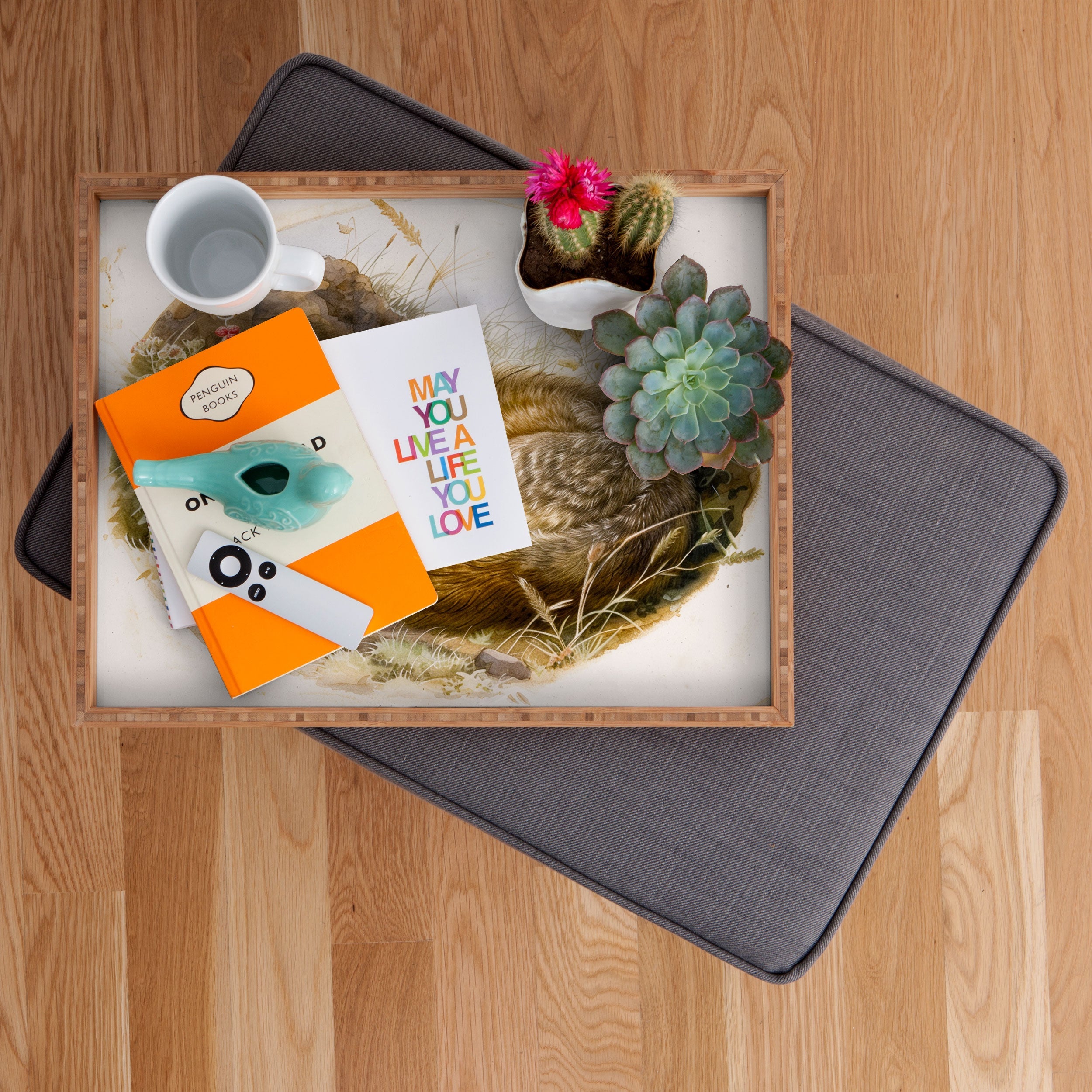 trajeado14 Fox Sleeping Vintage Illustration Rectangular Tray