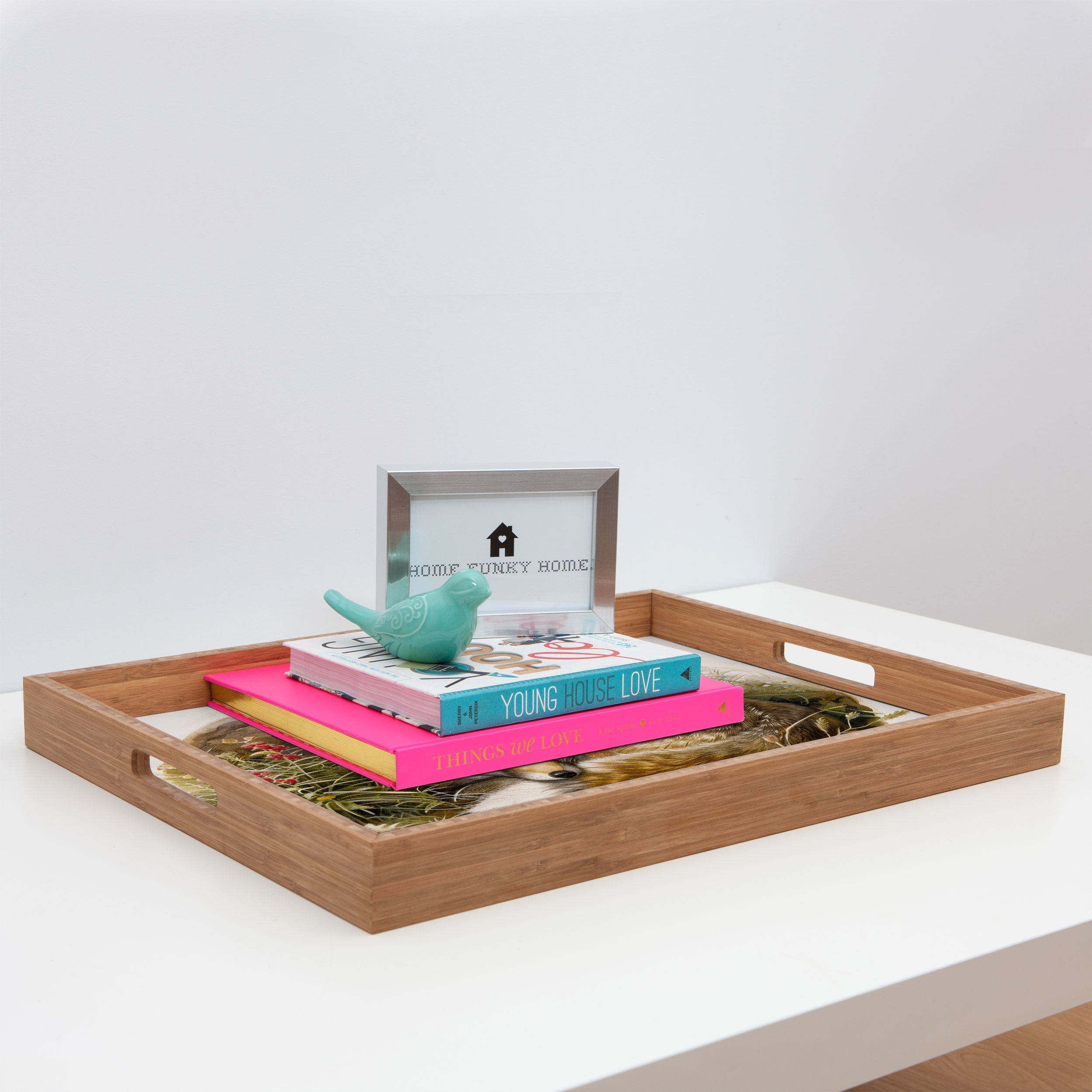 trajeado14 Fox Sleeping Vintage Illustration Rectangular Tray