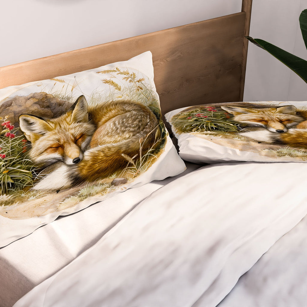 trajeado14 Fox Sleeping Vintage Illustration Pillow Shams
