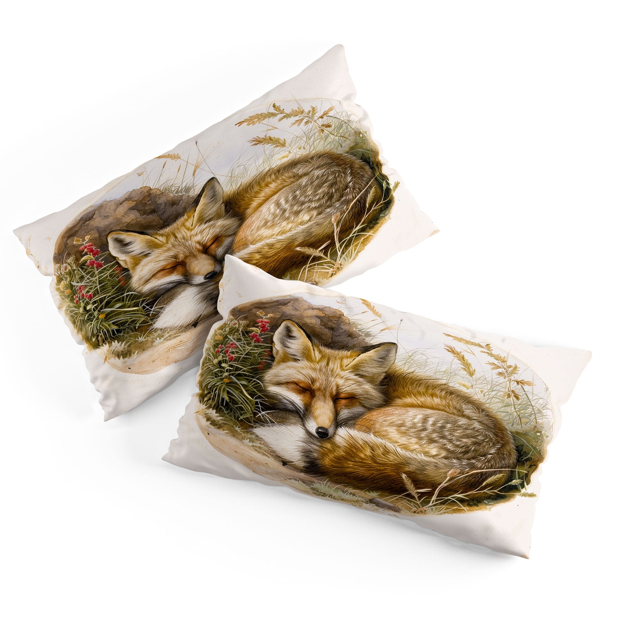 trajeado14 Fox Sleeping Vintage Illustration Pillow Shams