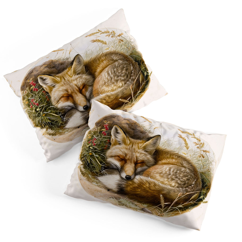 trajeado14 Fox Sleeping Vintage Illustration Pillow Shams
