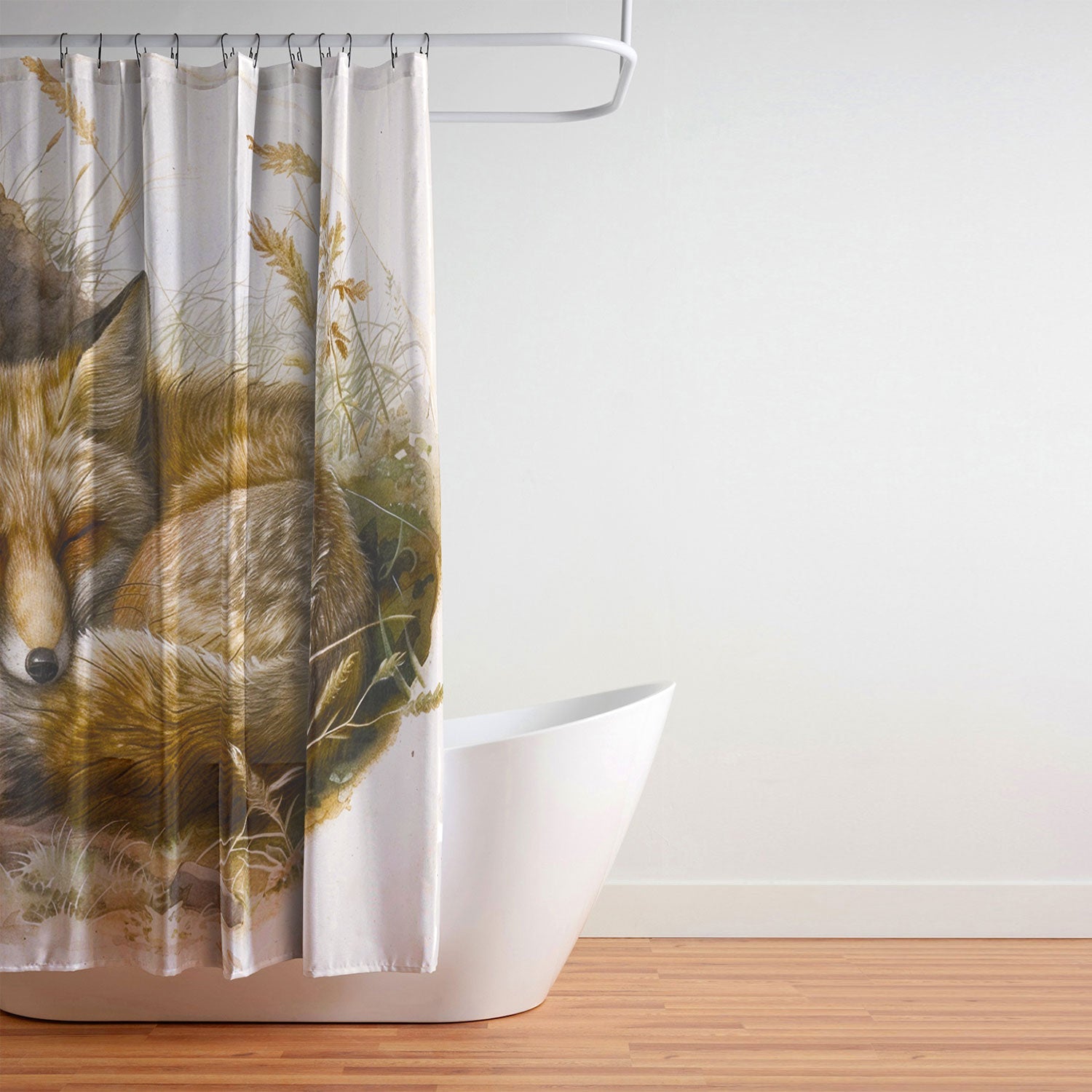 trajeado14 Fox Sleeping Vintage Illustration Shower Curtain