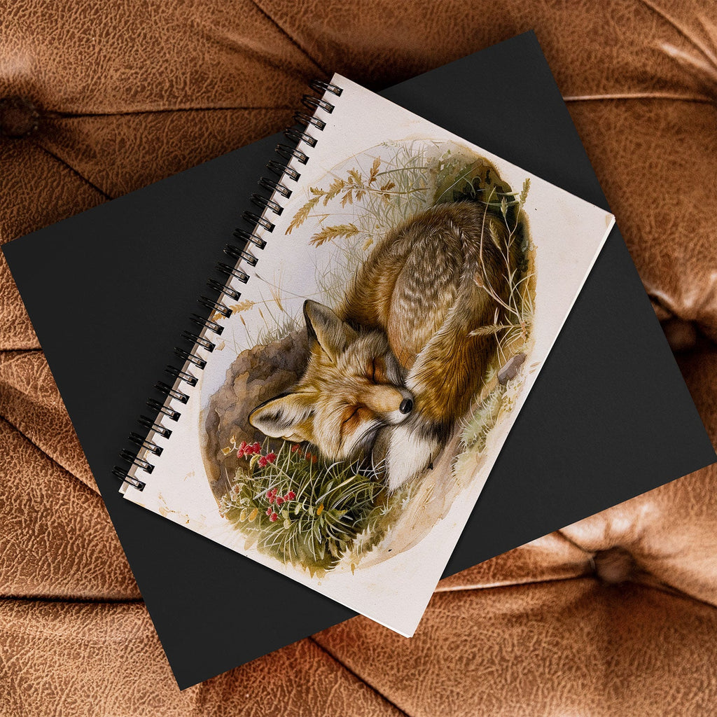trajeado14 Fox Sleeping Vintage Illustration Spiral Notebook