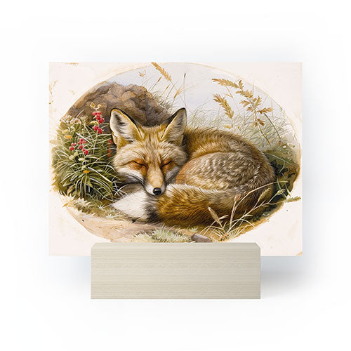 trajeado14 Fox Sleeping Vintage Illustration Mini Art Print