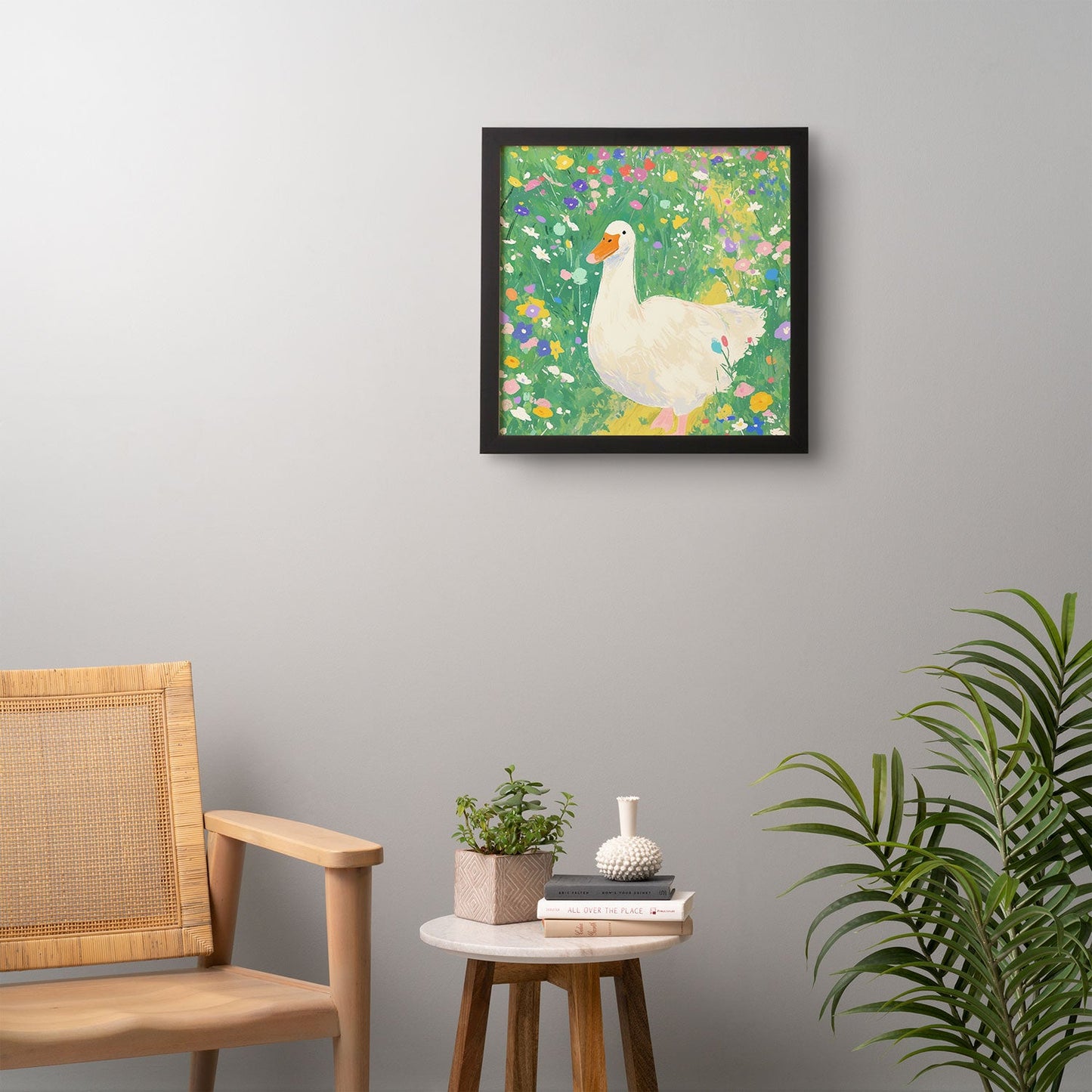 trajeado14 Goose Wildflower Cute Framed Wall Art