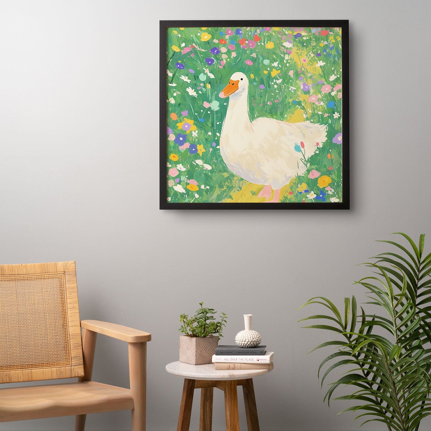 trajeado14 Goose Wildflower Cute Framed Wall Art