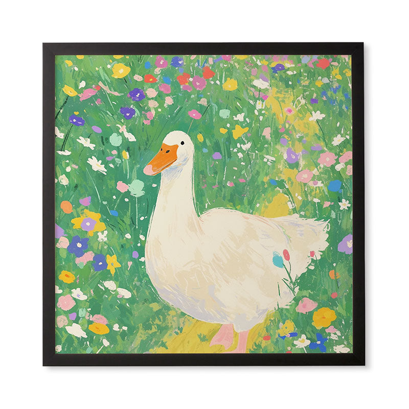 trajeado14 Goose Wildflower Cute Framed Wall Art