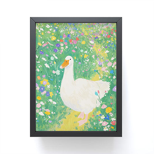 trajeado14 Goose Wildflower Cute Framed Mini Art Print
