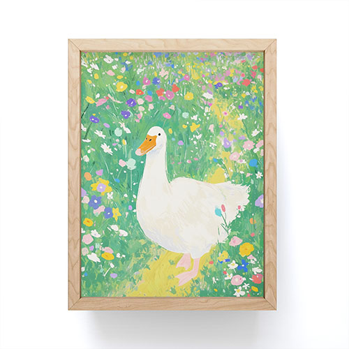 trajeado14 Goose Wildflower Cute Framed Mini Art Print