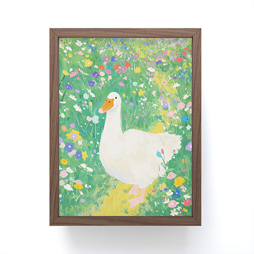 trajeado14 Goose Wildflower Cute Framed Mini Art Print