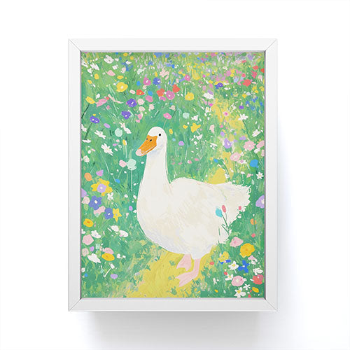trajeado14 Goose Wildflower Cute Framed Mini Art Print