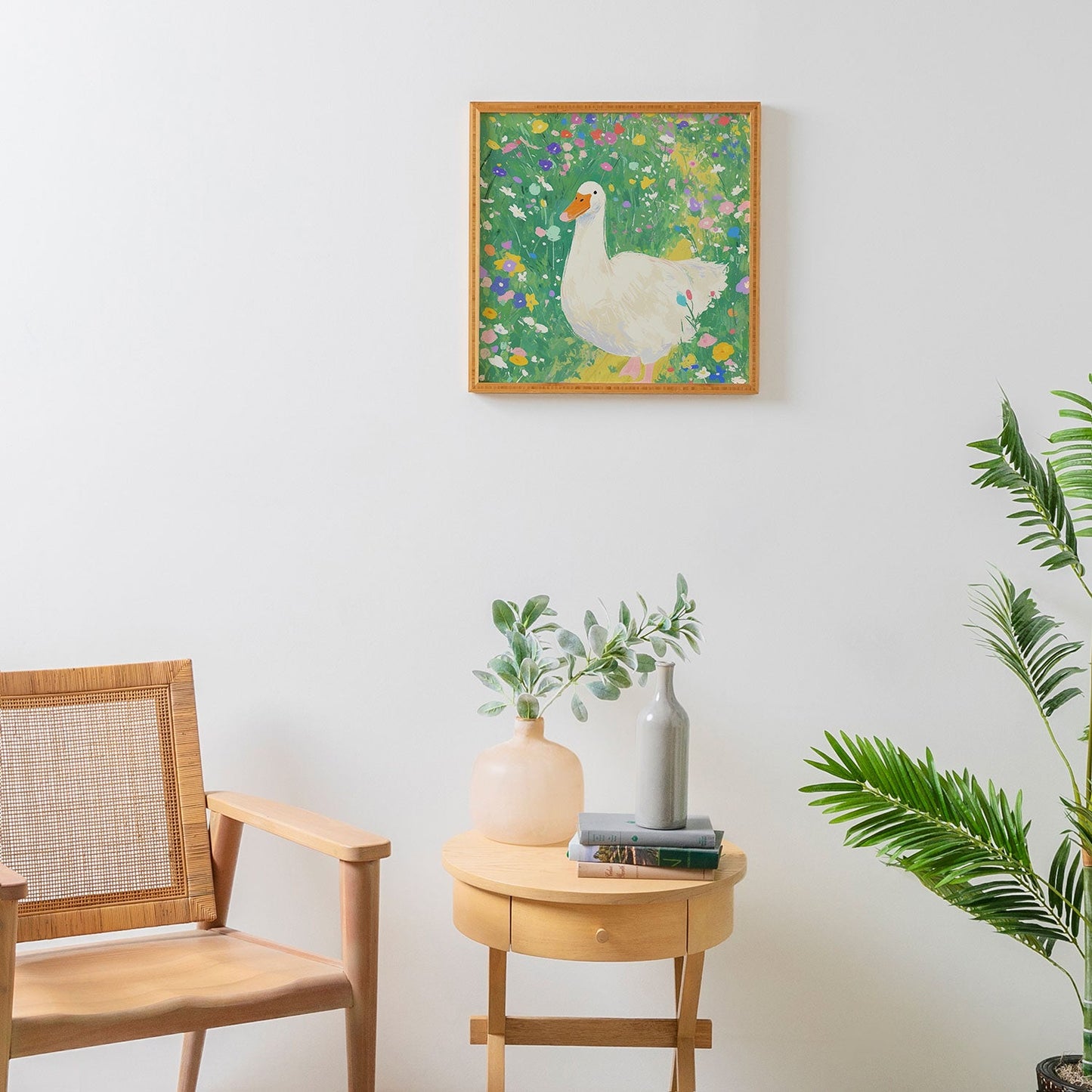 trajeado14 Goose Wildflower Cute Framed Wall Art