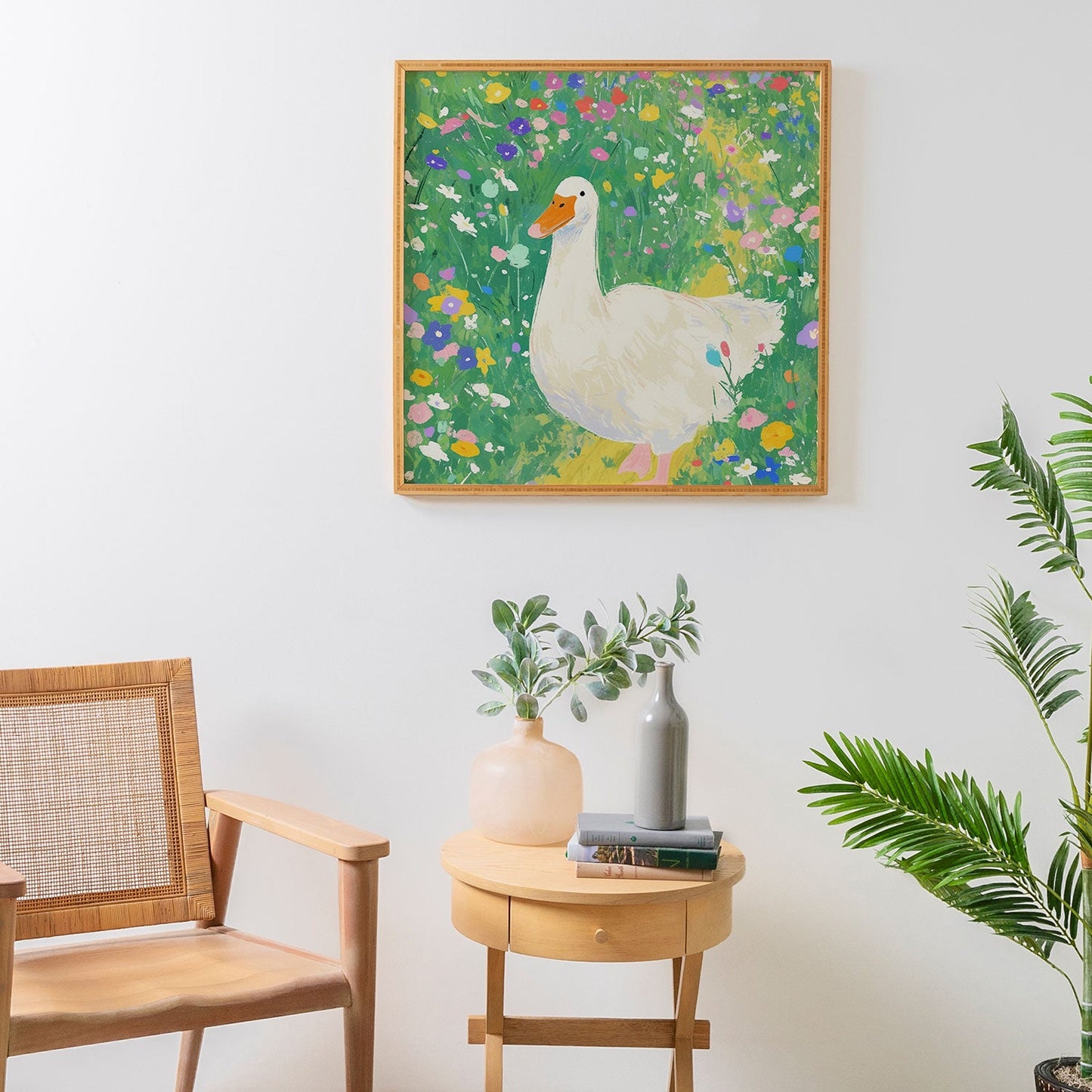 trajeado14 Goose Wildflower Cute Framed Wall Art