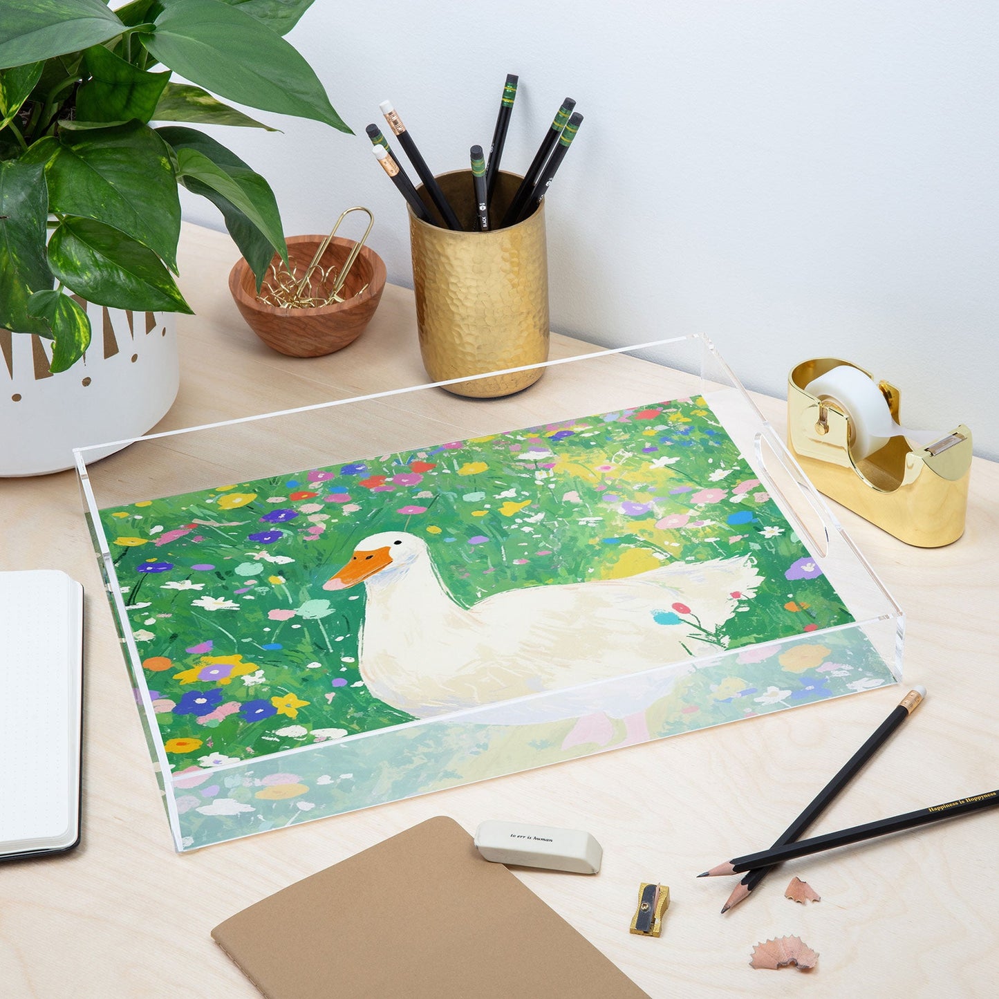 trajeado14 Goose Wildflower Cute Acrylic Tray