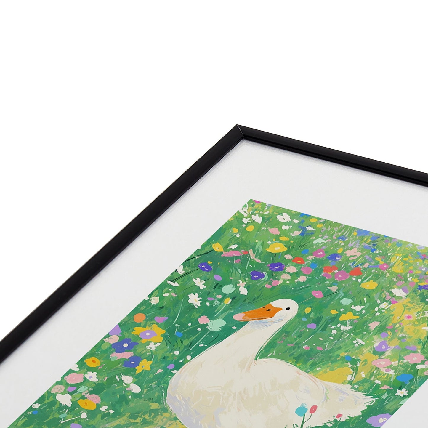 trajeado14 Goose Wildflower Cute Metal Framed Art Print