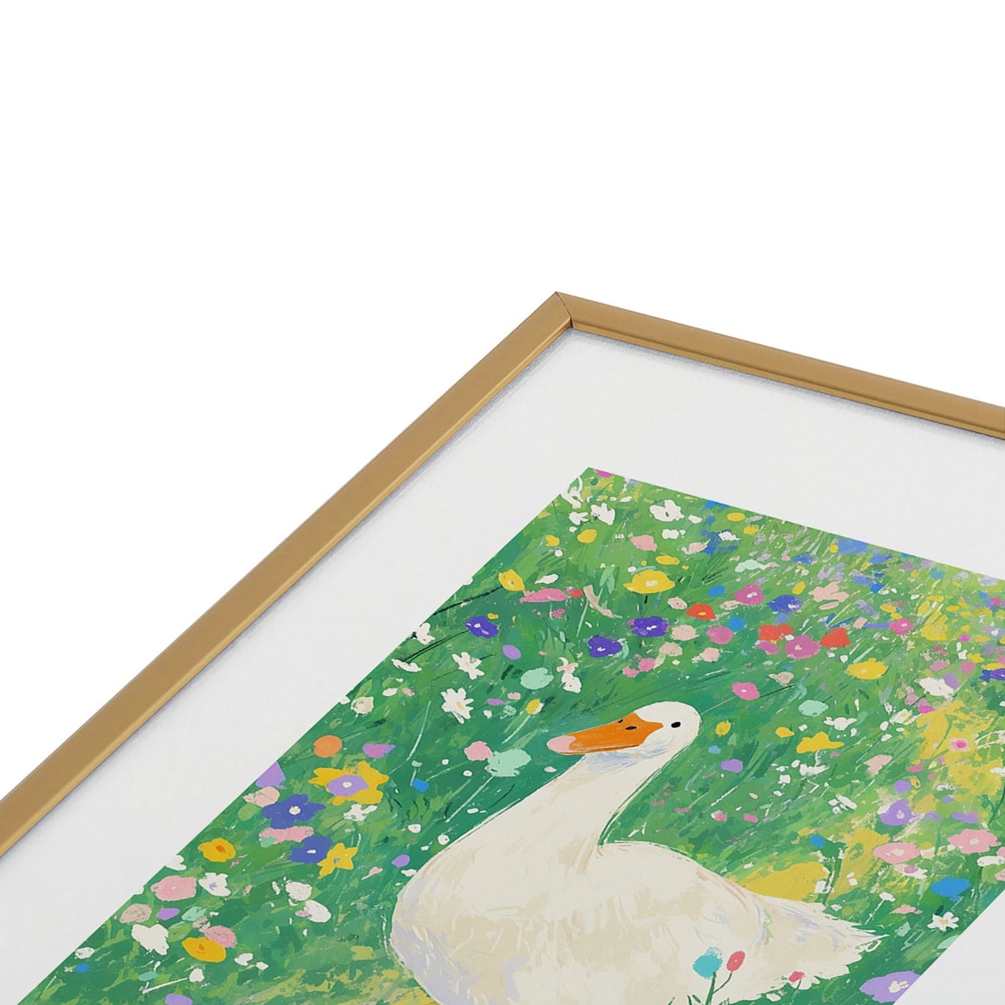 trajeado14 Goose Wildflower Cute Metal Framed Art Print