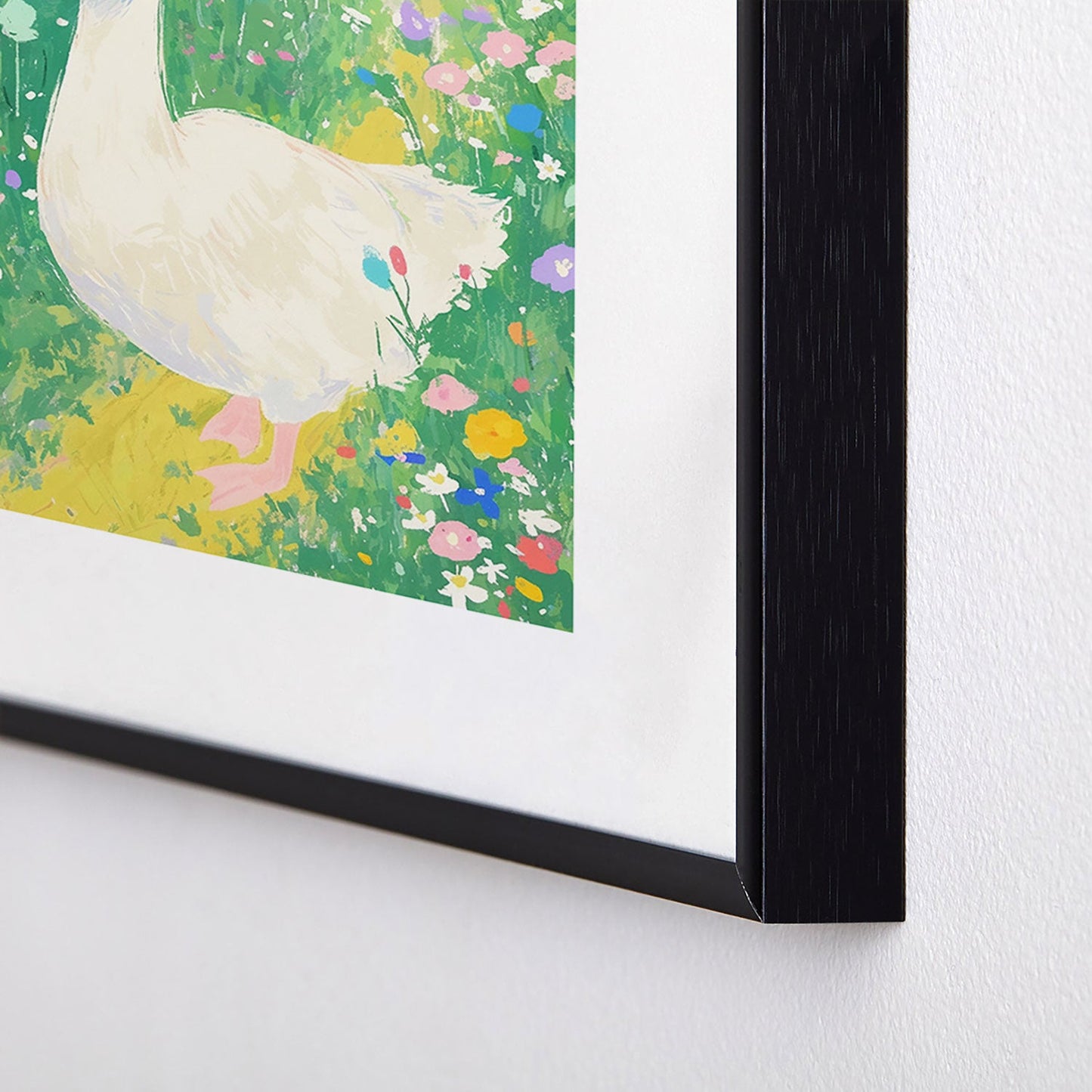 trajeado14 Goose Wildflower Cute Metal Framed Art Print
