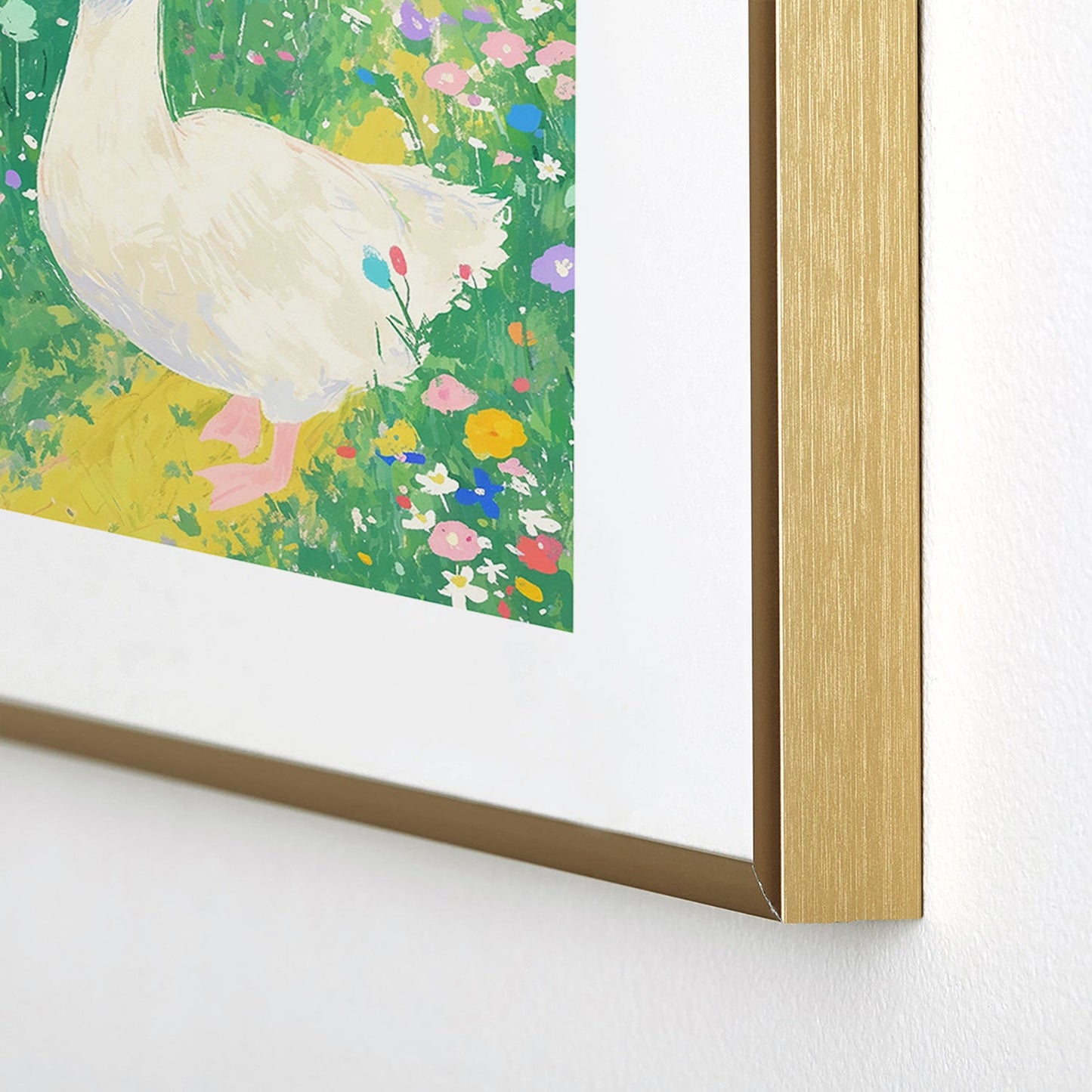 trajeado14 Goose Wildflower Cute Metal Framed Art Print