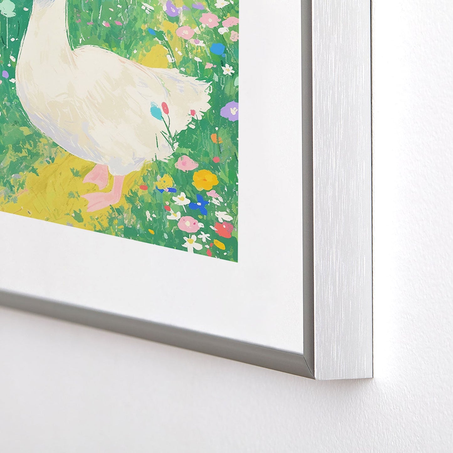 trajeado14 Goose Wildflower Cute Metal Framed Art Print