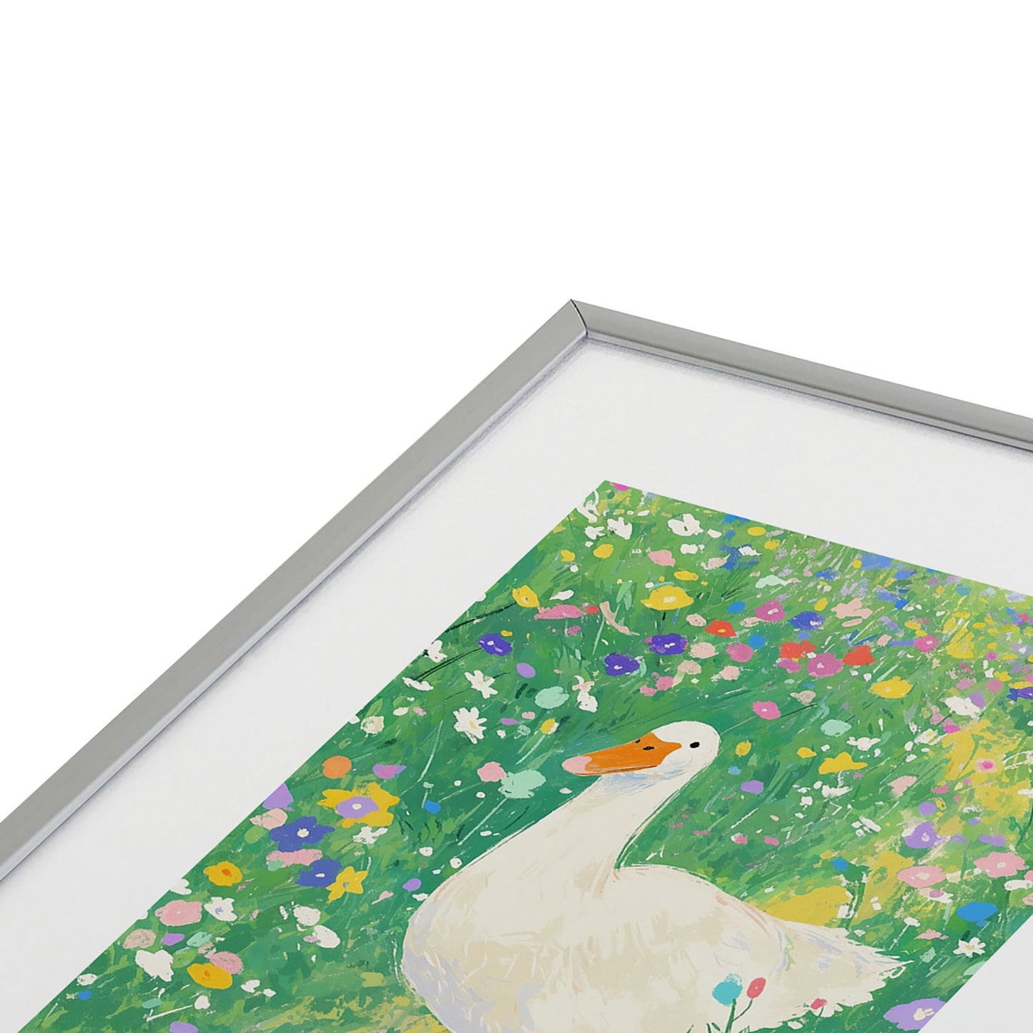 trajeado14 Goose Wildflower Cute Metal Framed Art Print