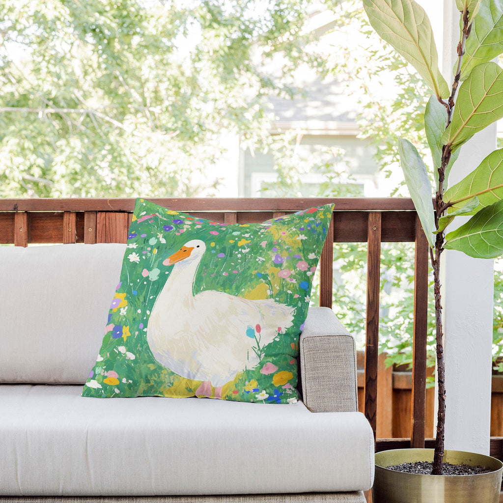 trajeado14 Goose Wildflower Cute Outdoor Throw Pillow