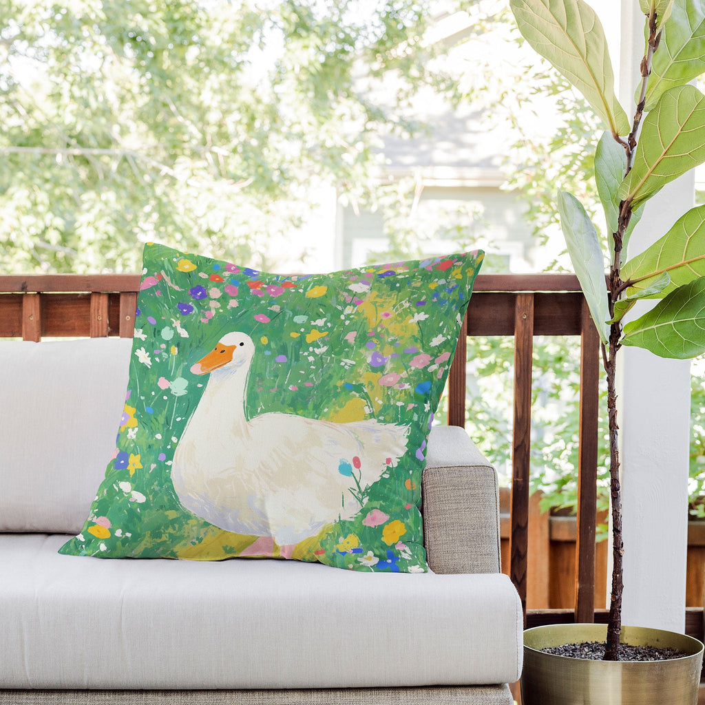 trajeado14 Goose Wildflower Cute Outdoor Throw Pillow