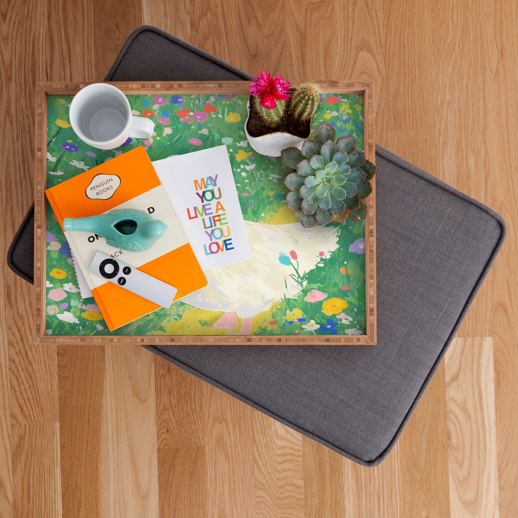 trajeado14 Goose Wildflower Cute Rectangular Tray