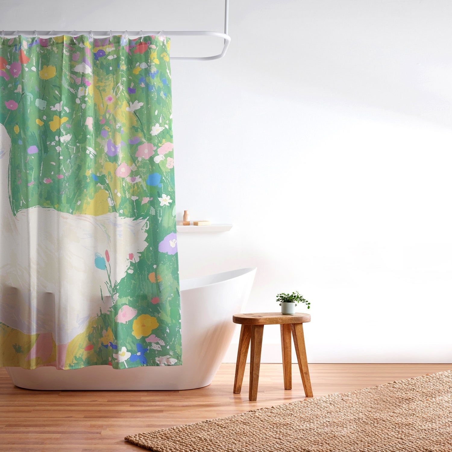 trajeado14 Goose Wildflower Cute Shower Curtain