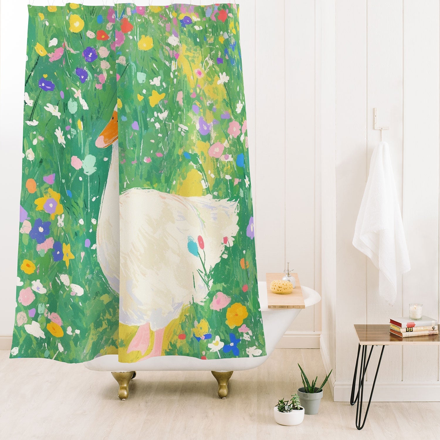 trajeado14 Goose Wildflower Cute Shower Curtain