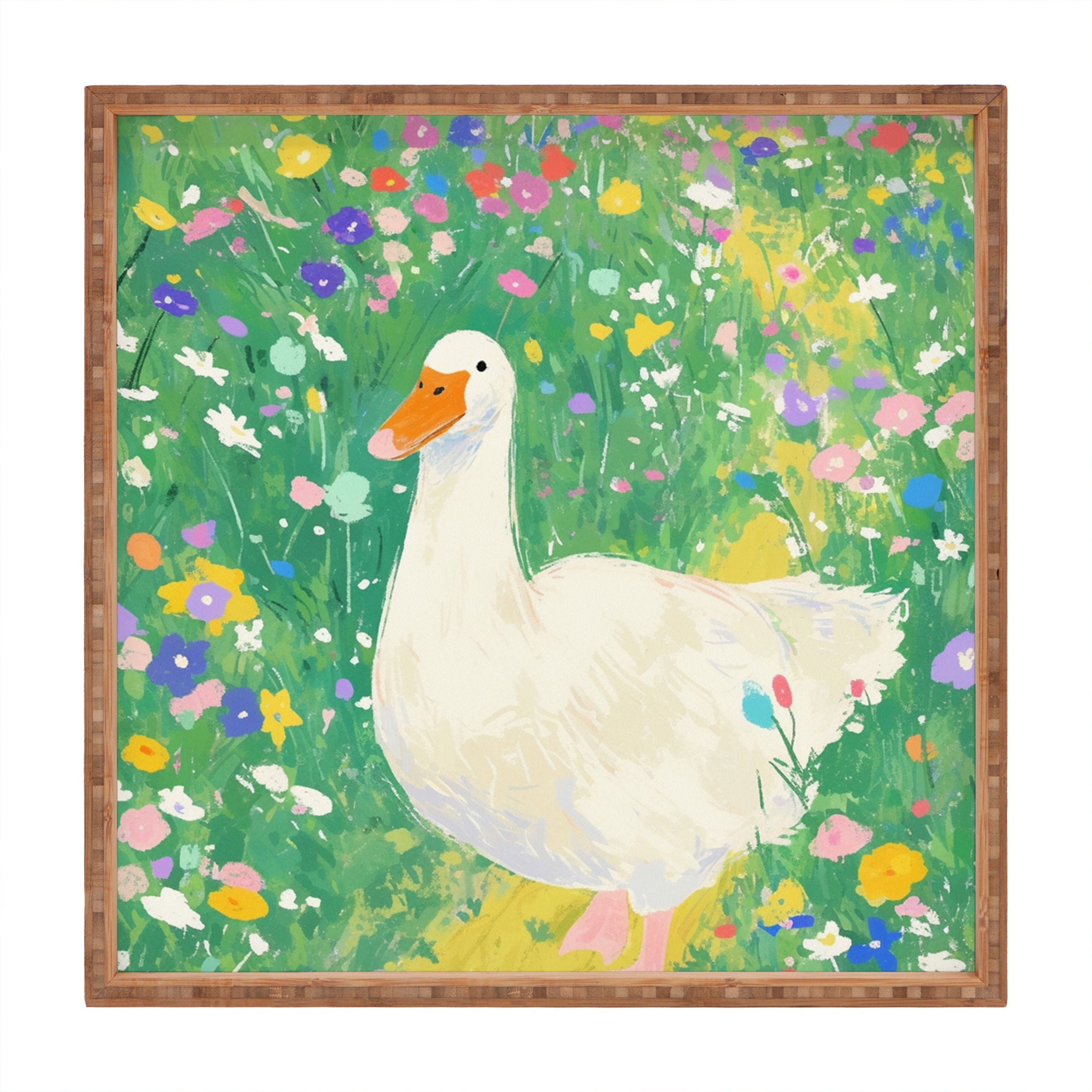 trajeado14 Goose Wildflower Cute Square Tray