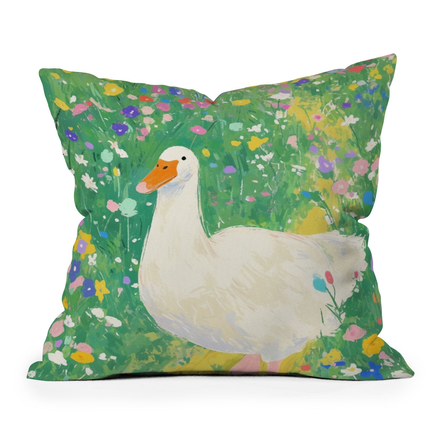 trajeado14 Goose Wildflower Cute Throw Pillow