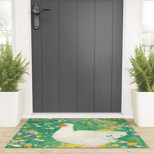 trajeado14 Goose Wildflower Cute Welcome Mat
