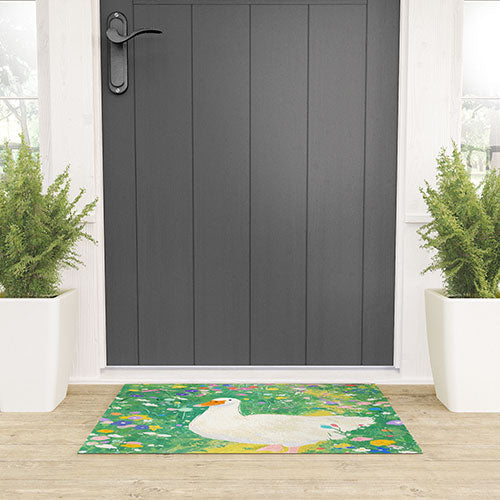 trajeado14 Goose Wildflower Cute Welcome Mat