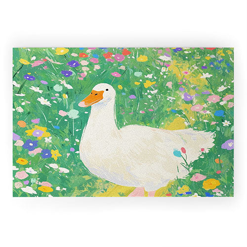 trajeado14 Goose Wildflower Cute Welcome Mat