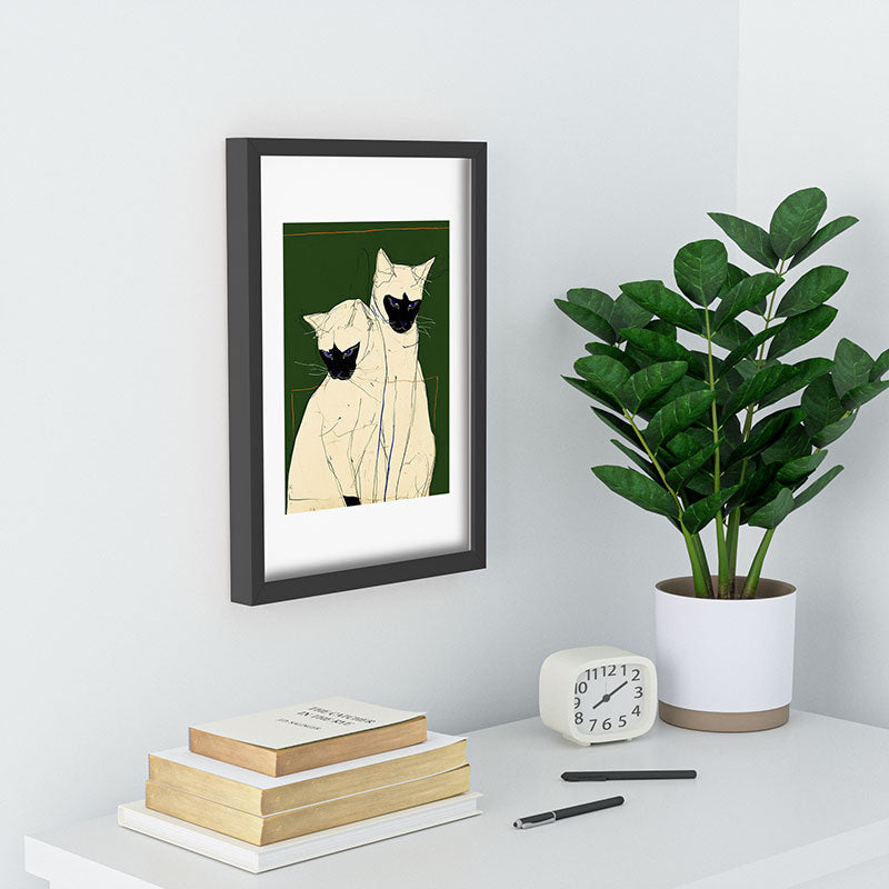 trajeado14 Siamese Cats Modern Art Recessed Framing Rectangle
