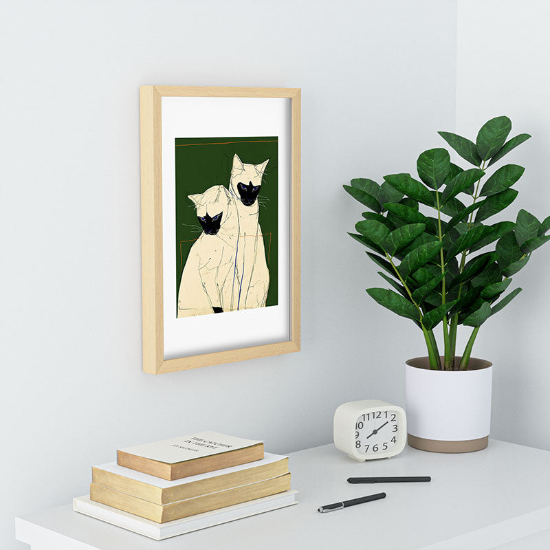 trajeado14 Siamese Cats Modern Art Recessed Framing Rectangle