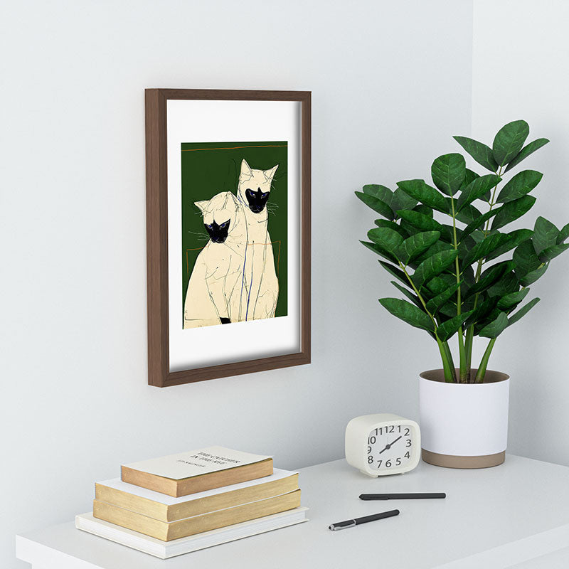 trajeado14 Siamese Cats Modern Art Recessed Framing Rectangle