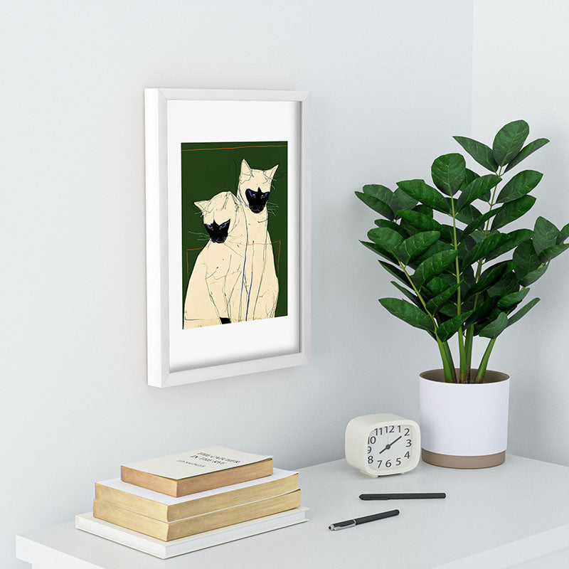 trajeado14 Siamese Cats Modern Art Recessed Framing Rectangle