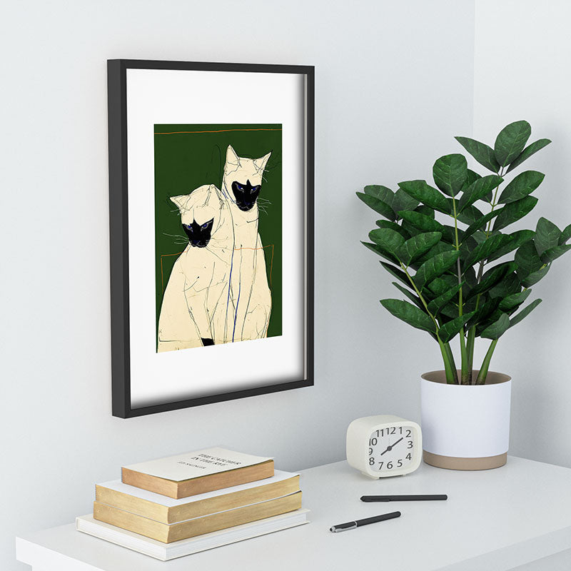 trajeado14 Siamese Cats Modern Art Recessed Framing Rectangle