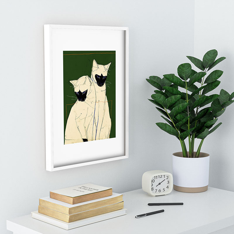 trajeado14 Siamese Cats Modern Art Recessed Framing Rectangle