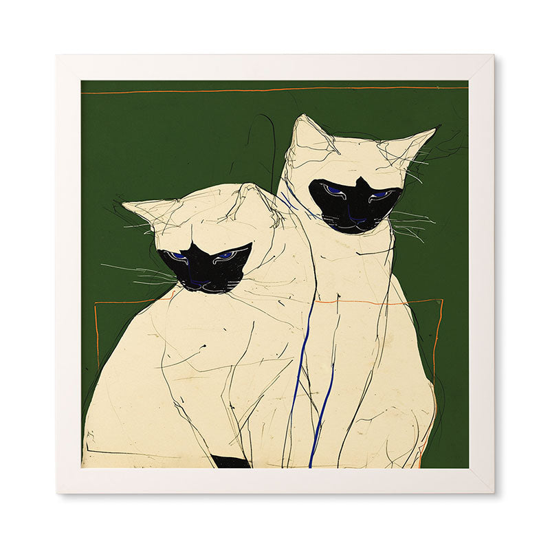 trajeado14 Siamese Cats Modern Art Framed Wall Art