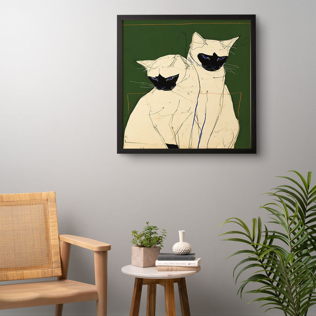 trajeado14 Siamese Cats Modern Art Framed Wall Art