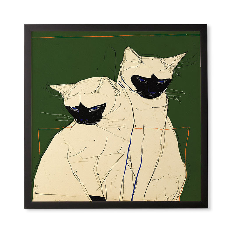 trajeado14 Siamese Cats Modern Art Framed Wall Art